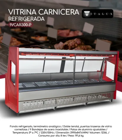 ITALUX VITRINA CARNICERA 3.00M LUXO V/R S/DEP 3º A 10º RJ