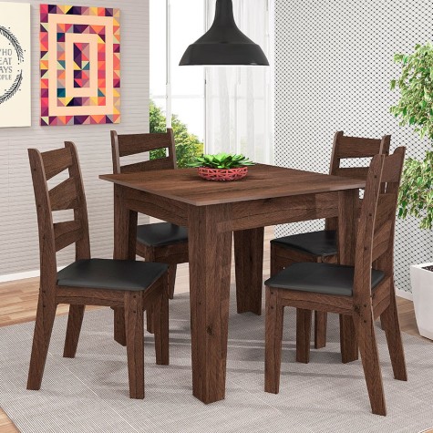 CONJUNTO MESA ISIS CON 4 SILLAS ISIS CELTA EBANO NEGRO