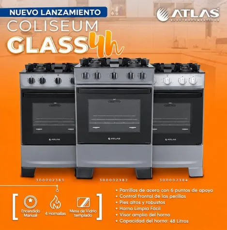 ATLAS COCINA COLISEUM 4H M/VIDRIO GLASS TITANIO